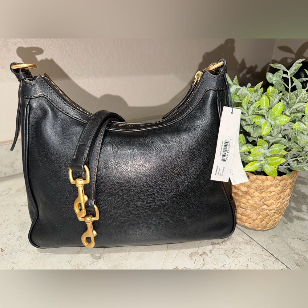 Dooney & Bourke Black Leather Hobo Bag with Gold Hardware